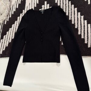 Express Black 3-Button Body Contour Cardigan